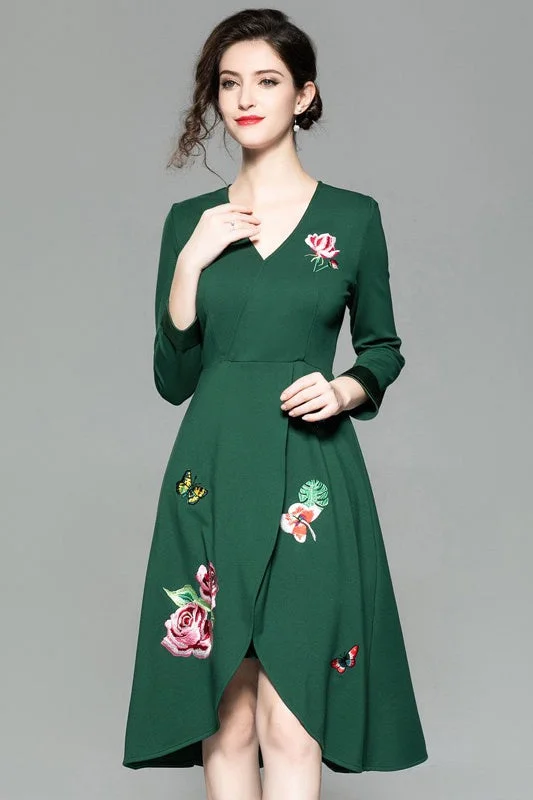 casual summer dressTulip Hem Embroidered Dress