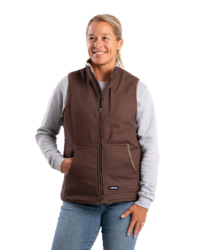 soft coatBerne Womens Sherpa-Lined Softstone Duck Tuscan 100% Cotton Vest