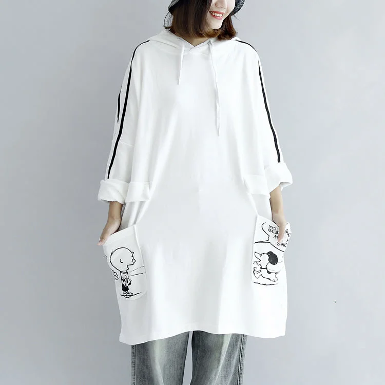 minimalistic dressWhite hoodies oversized women plus size winter dresses casual pullover