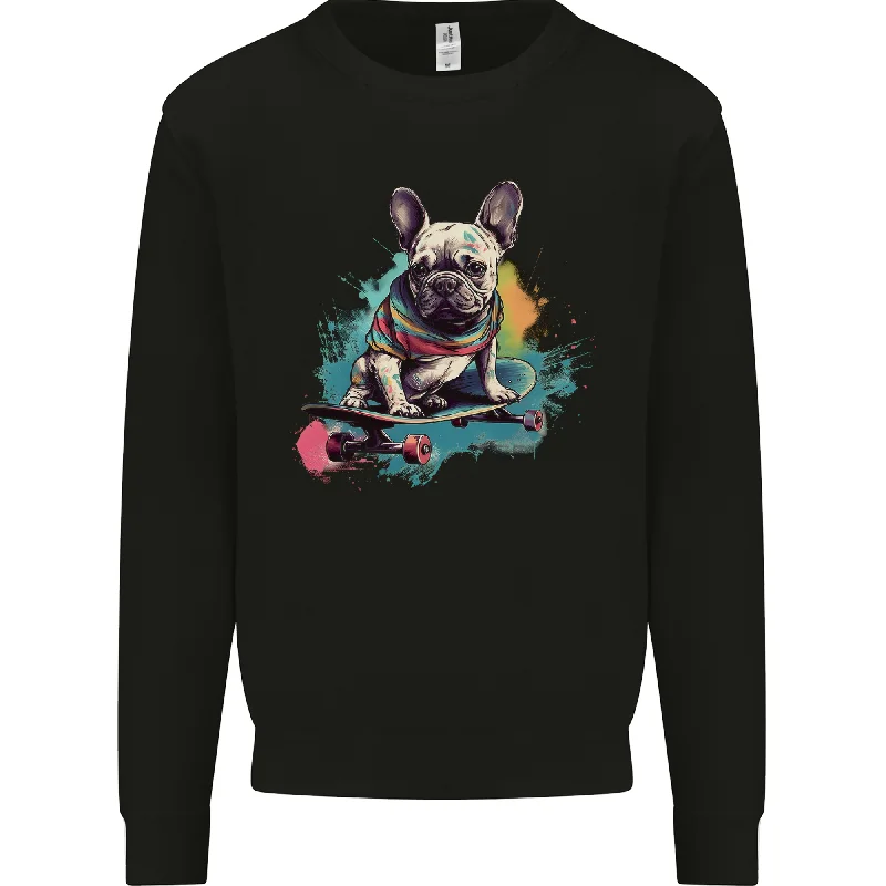 classic gym sweatshirtA French Bulldog on a Skateboard Mens Sweatshirt Jumper