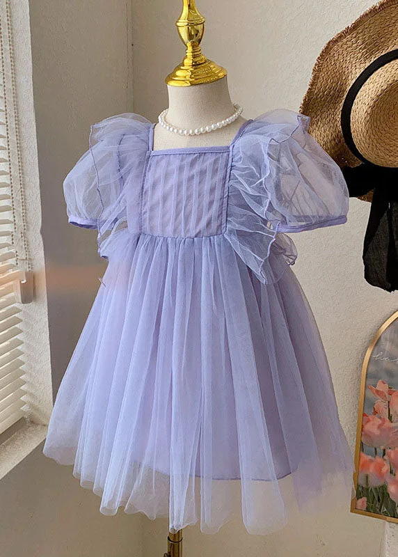 bodycon dressBoutique Purple Ruffled Patchwork Tulle Baby Girls Princess Dress Summer