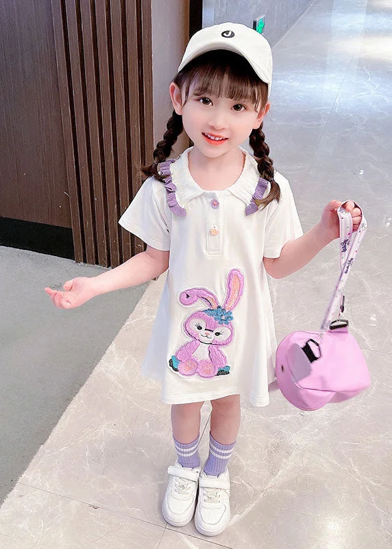 structured dressNew White Ruffled Patchwork Cotton Kids Girls Dress Summer