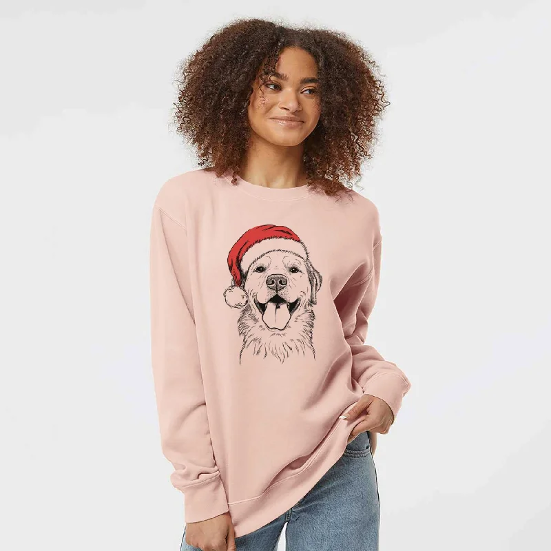 athletic casual sweatshirtSanta Bennett the Golden Retriever - Unisex Pigment Dyed Crew Sweatshirt