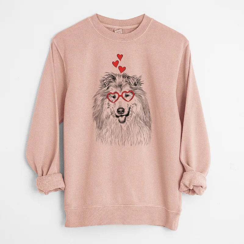 premium gym hoodieValentine Donnan the Rough Collie - Unisex Pigment Dyed Crew Sweatshirt