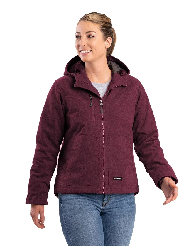 stylish coatBerne Womens Heathered Duck Hooded Burgundy Cotton Blend Jacket