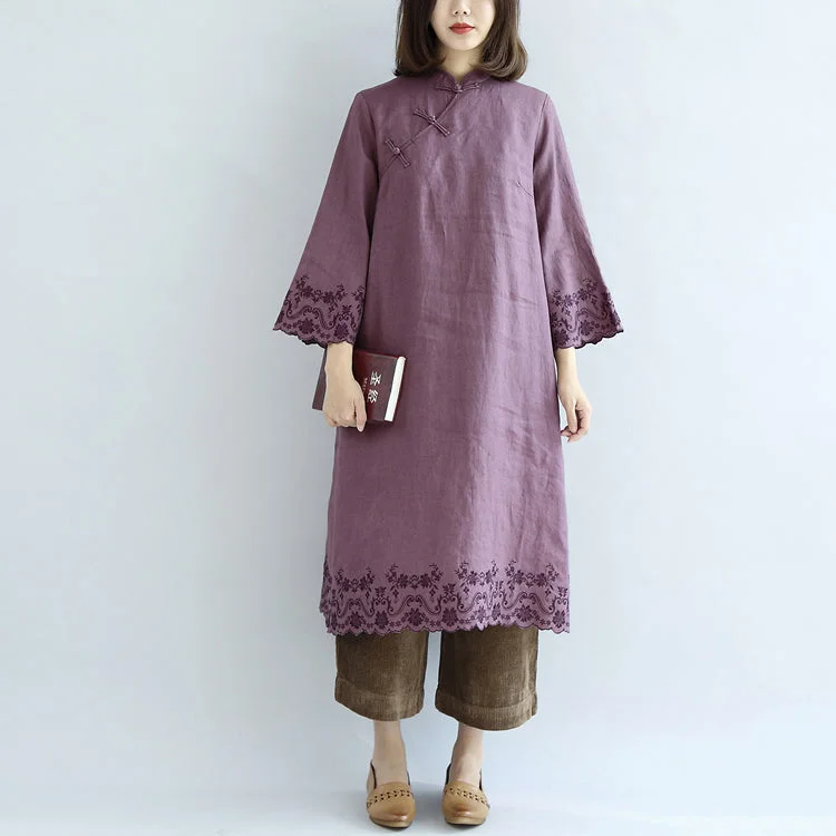 denim dressVintage purple spring dresses long linen dress plus size linen caftans gown