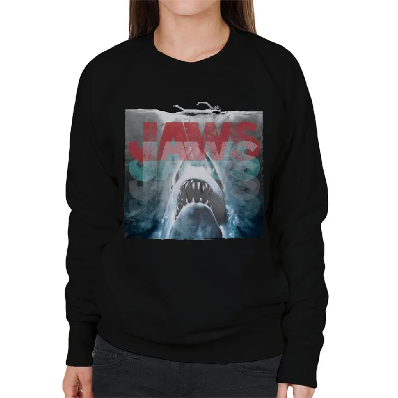 bold fitness hoodieJaws Layered Text Logo Women's Sweatshirt