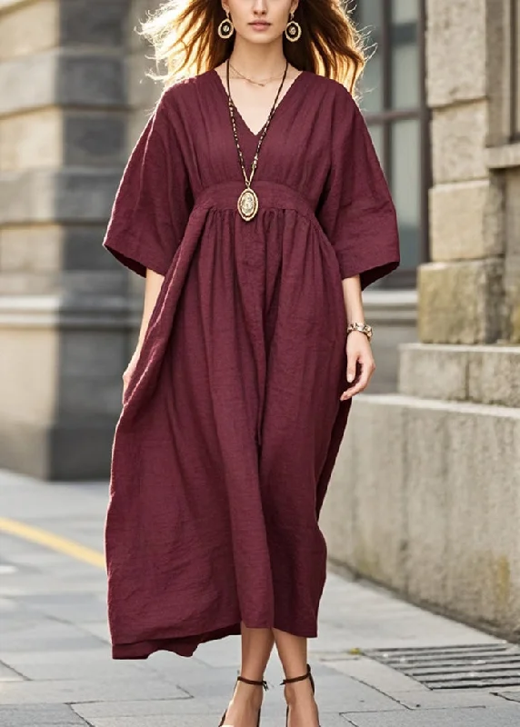 layered dressBoutique Mulberry Oversized Cotton Maxi Dresses Bracelet Sleeve