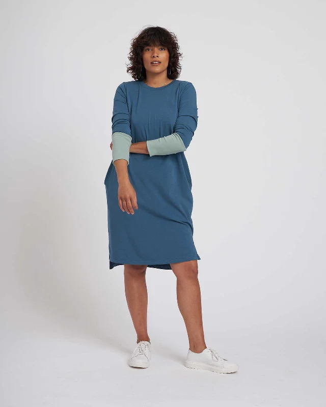 lightweight fitness hoodieRhine Color Block Cuff Dress - Mist/Teal