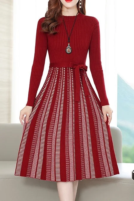 casual slip dressKnit Dress W/ Belt Detail