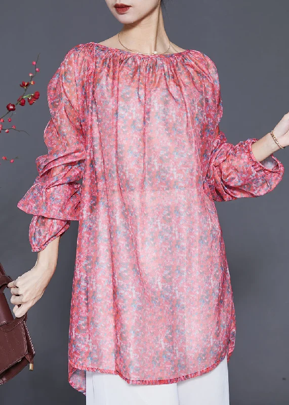 sleek midi dressDiy Pink Oversized Print Linen Holiday Dress Spring