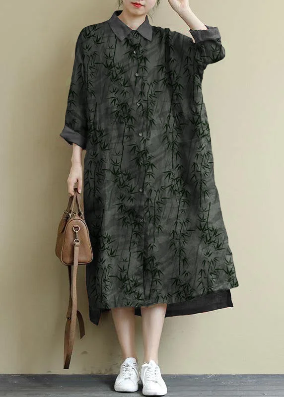 fitted bodycon dressblack bamboo Linen Shirt Dress Casual Oversize Spring Maxi Dresses