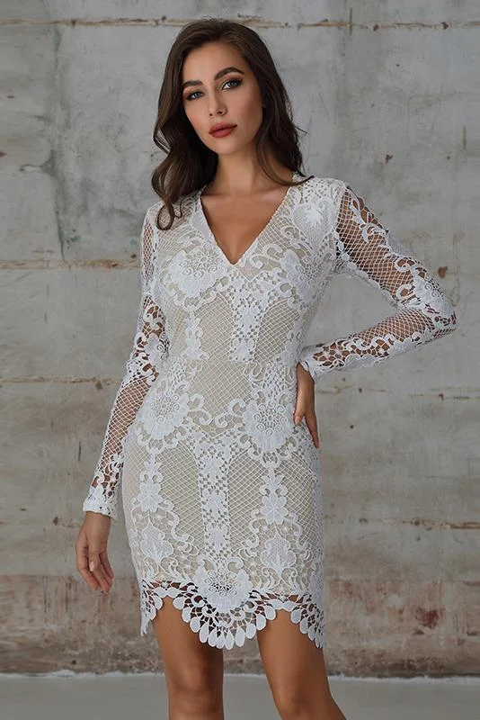 flowy maxi dressGuipure Lace Bodycon Dress In White