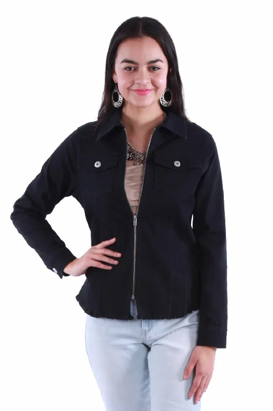 fitted trench coatScully Womens Stretch Denim Black Cotton Blend Cotton Jacket