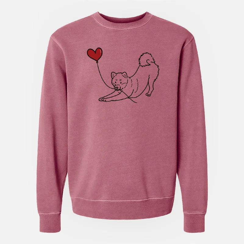 lightweight workout sweatshirtShiba Inu Heart String - Unisex Pigment Dyed Crew Sweatshirt