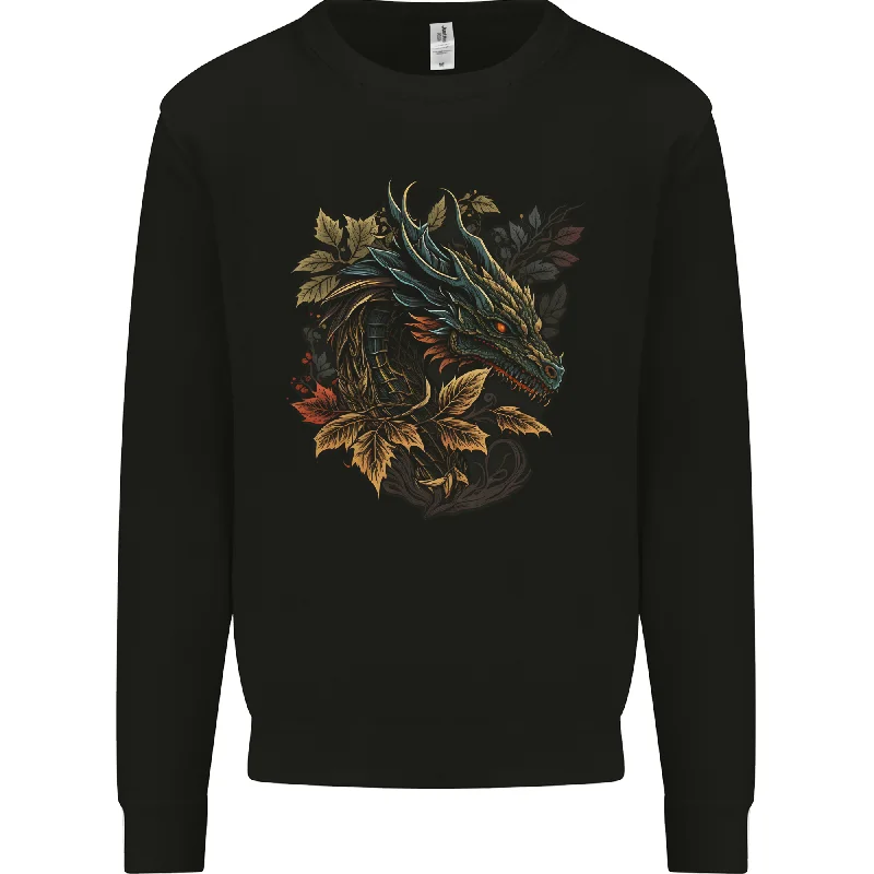 premium athletic sweatshirtA Dragon in Nature Fantasy Mens Sweatshirt Jumper