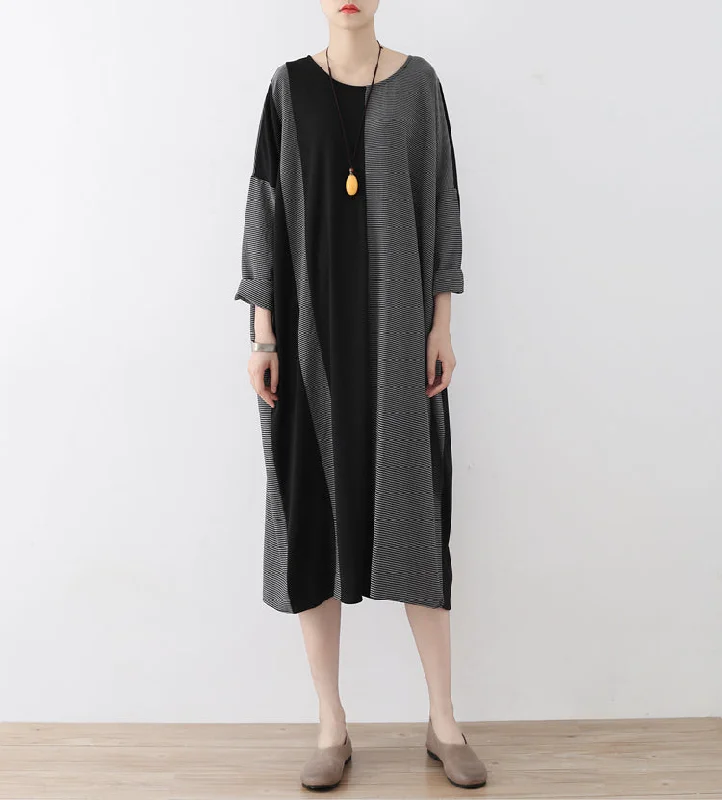 wool dressthe lost 2024 strip cotton caftans fashion cotton dresses long oversized casual outfits