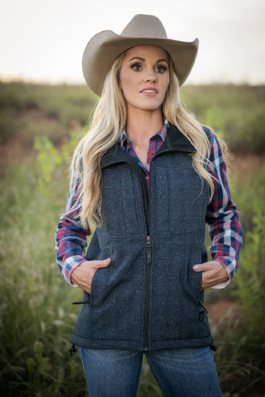 trendy puffer coatSTS Ranchwear Womens Weston Vest Denim Poly/Spandex Fleece Vest