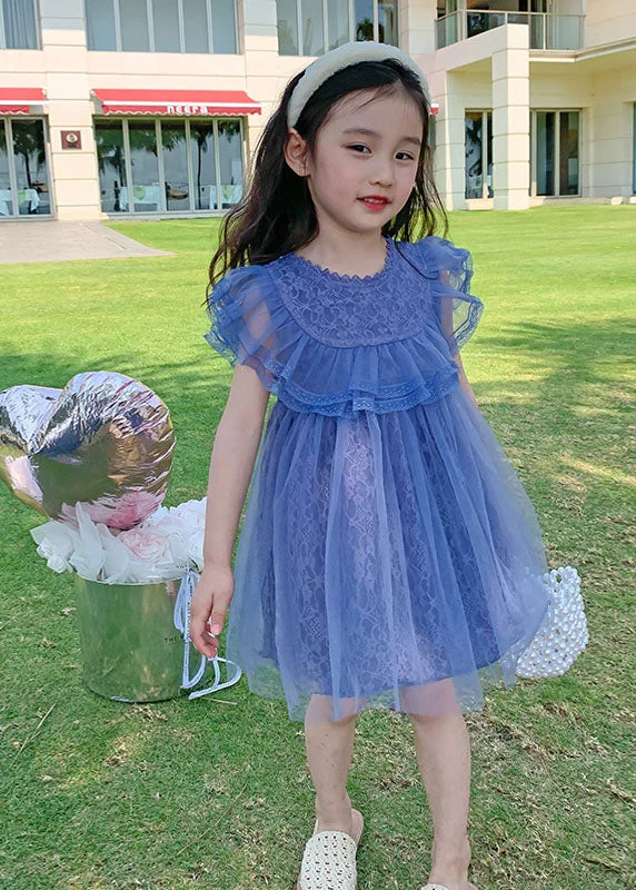 floral dressNew Purple Ruffled Patchwork Tulle Kids Girls Princess Dresses Summer