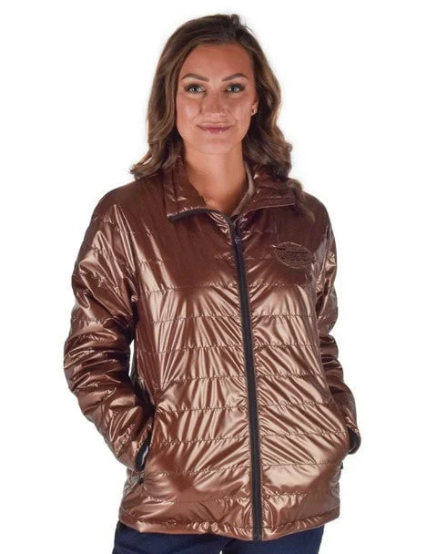 lightweight winter coatCowgirl Tuff Womens Horizontal Midweight Copper Polyester Softshell Jacket