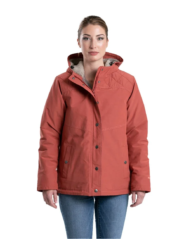 fashionable outerwearBerne Womens Softstone Micro-Duck Hooded Marsala Cotton Blend Coat