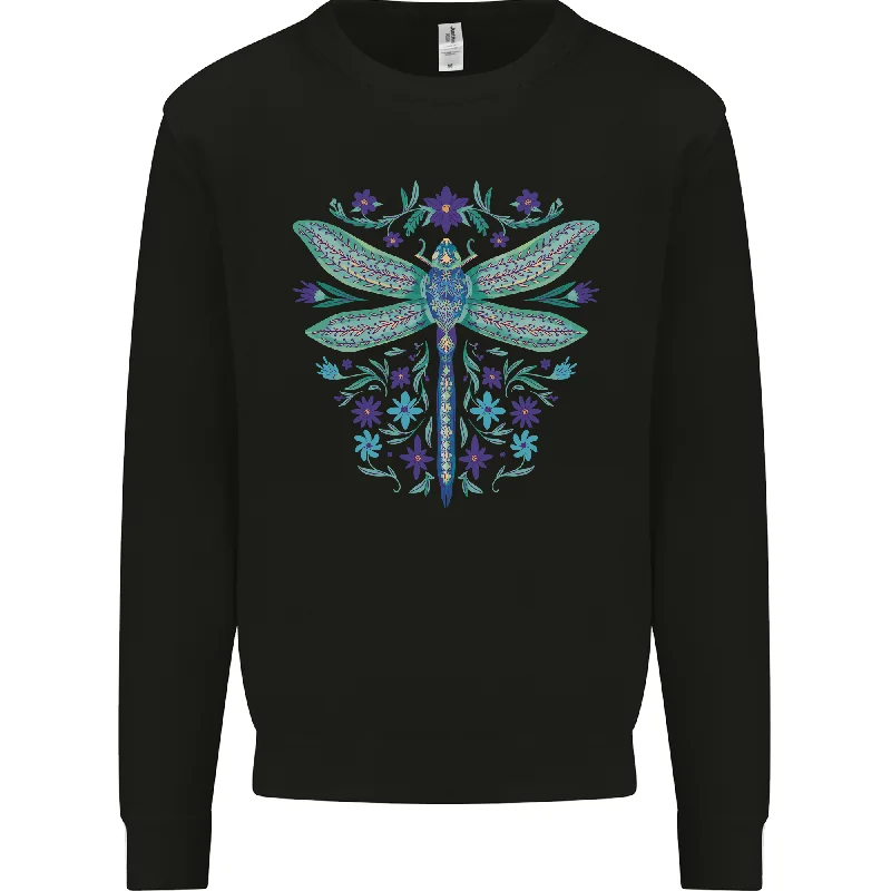 breathable gym hoodieA Floral Dragonfly Mens Sweatshirt Jumper