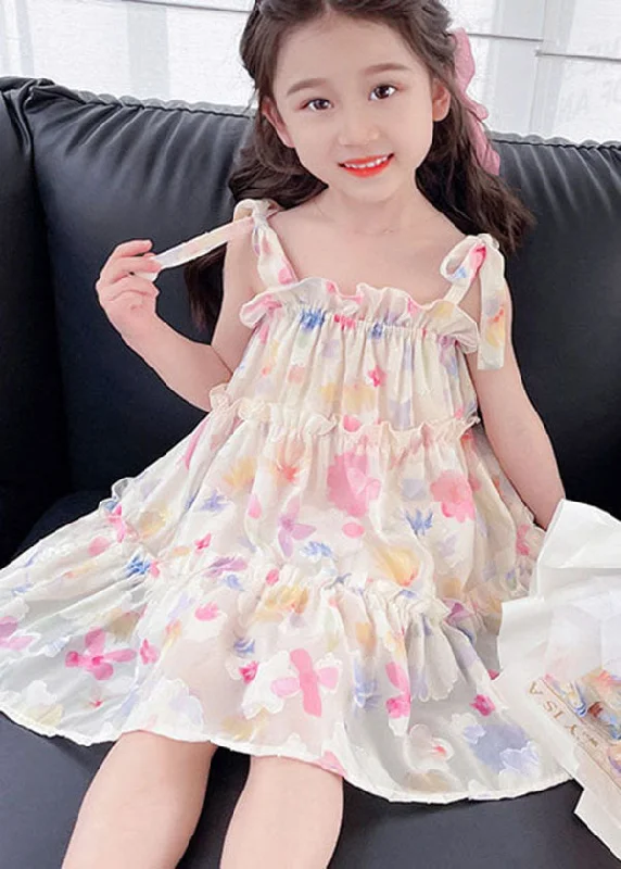 satin midi dressCute Pink Print Ruffled Patchwork Chiffon Baby Girls Dresses Sleeveless