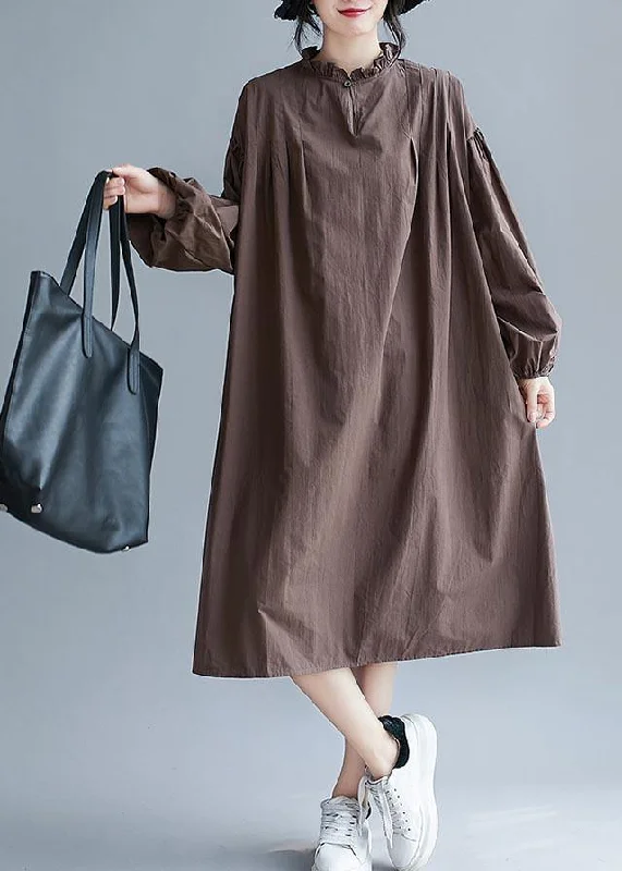 winter dressUnique Chocolate Clothes Women Ruffled Baggy Robes Dress