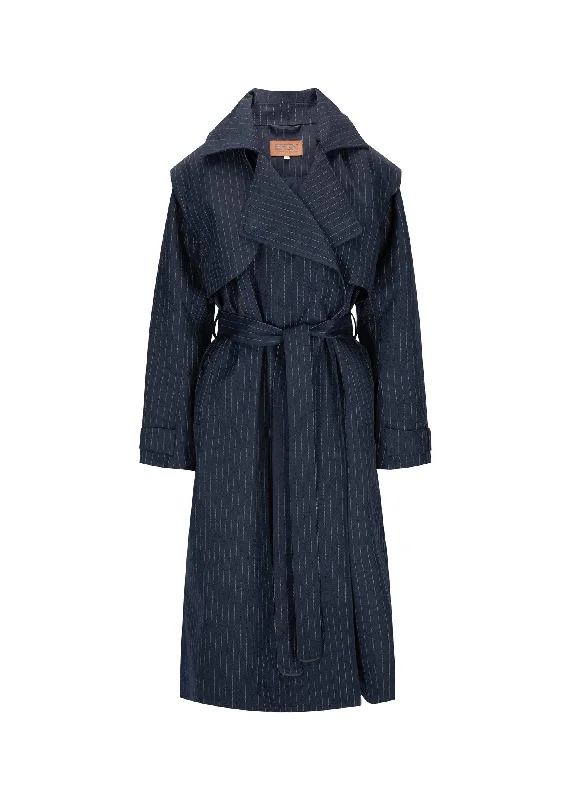 lightweight coatRegndråpe Trench Coat - Navy Pinstripe