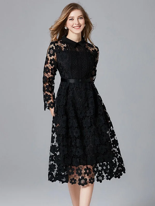 stylish party dressBlack All Over Lace Dress