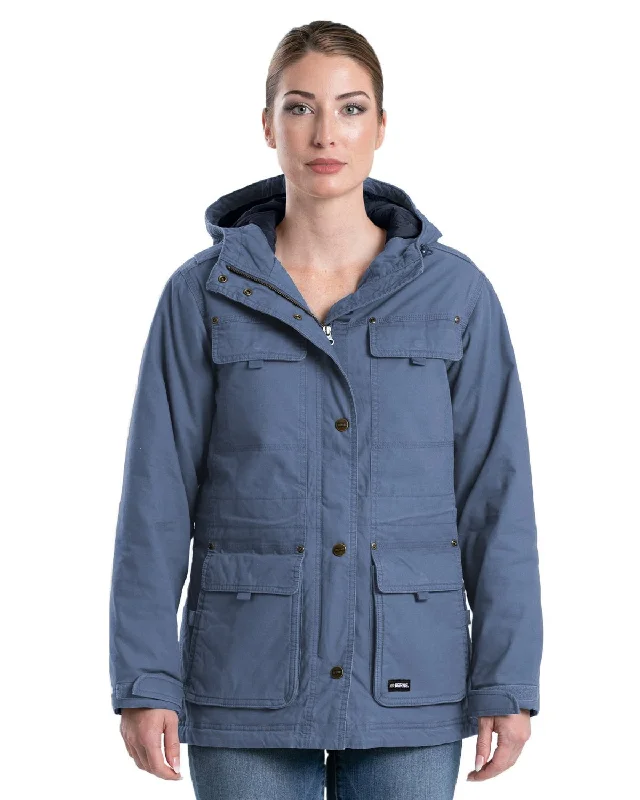 chic padded coatBerne Womens Softstone Washed Duck Utility Steel Blue 100% Cotton Coat