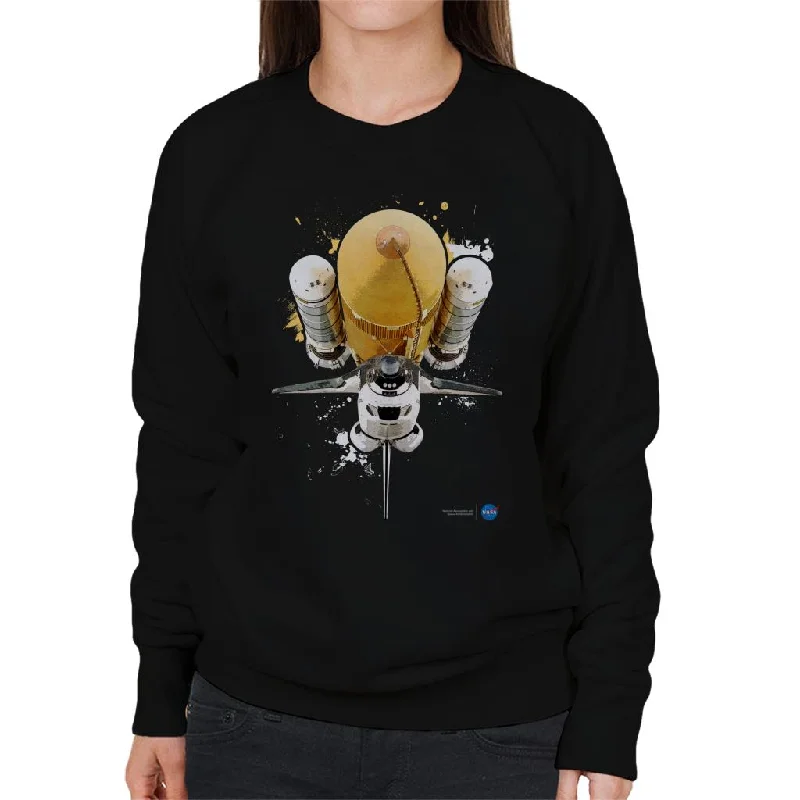 trendy sports sweatshirtNASA Atlantis Shuttle Paint Splatter Women's Sweatshirt