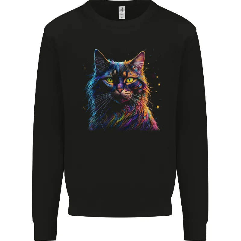 athletic casual sweatshirtA Fantasy Cat With Cool Colours 7 Mens Sweatshirt Jumper