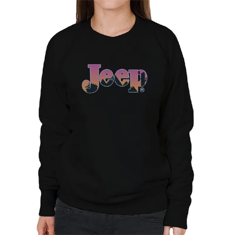 high-end athletic hoodieJeep Desert Sunset Silhouette Logo Women's Sweatshirt