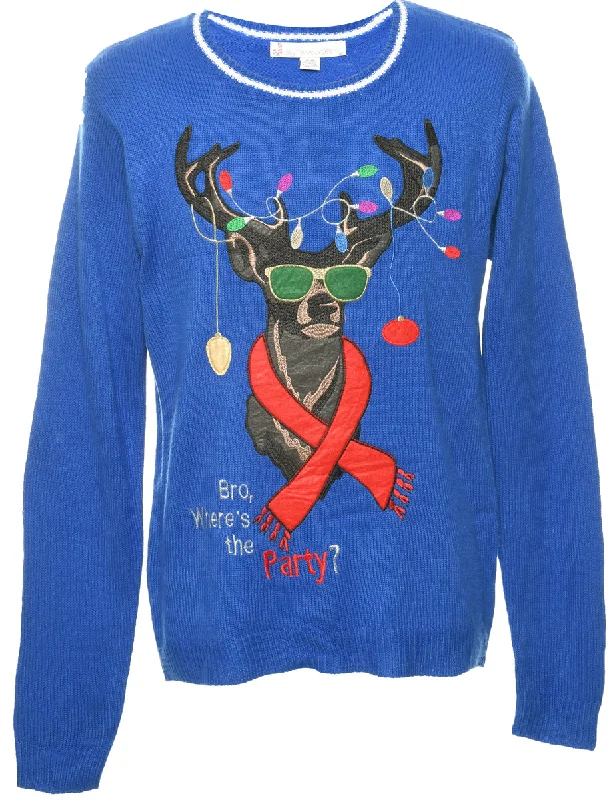 vintage trench coatReindeer Christmas Jumper - M