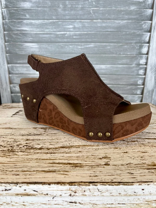 form-fitting dressChocolate Leopard Suede Wedge by Corkys