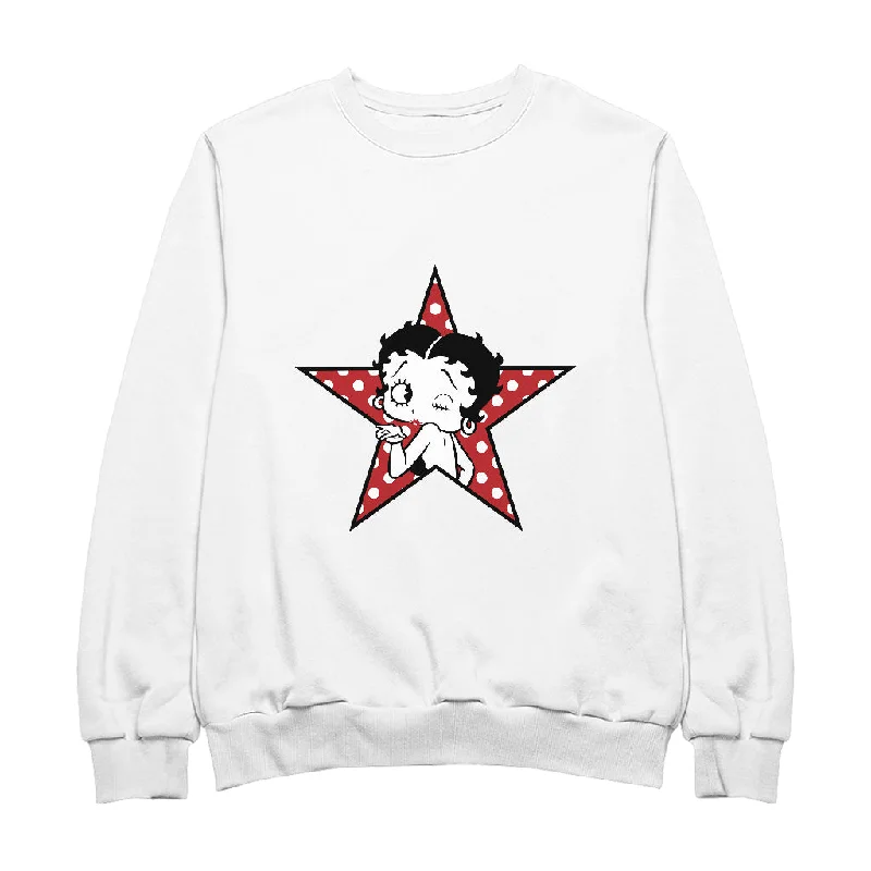 trendy gym wear hoodieBetty Boop Wink Polka Dot Star Women's Sweatshirt