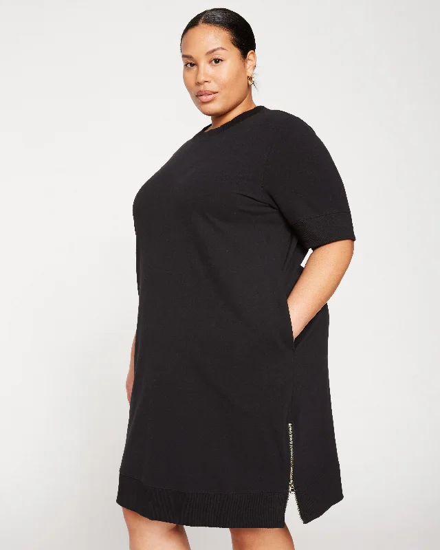 activewear hoodieGrace Short Sleeve Sweatshirt Dress - Black