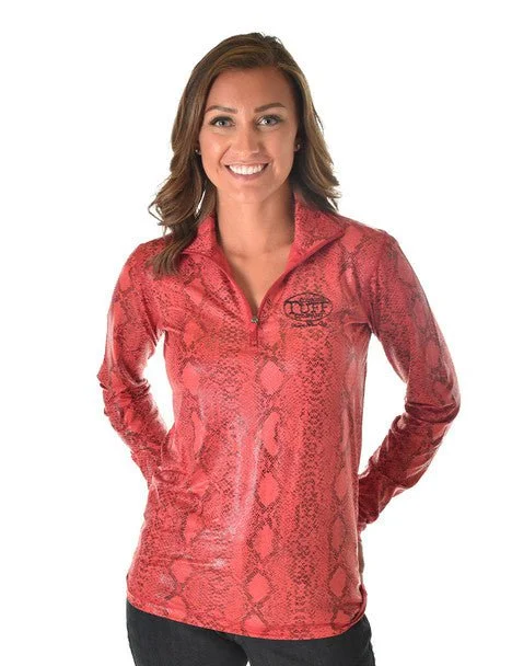 contemporary coatCowgirl Tuff Womens Quarter Zip Cadet Red Poly/Spandex Athletic Shell Jacket