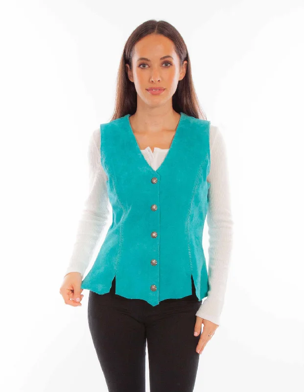 stylish lightweight coatScully Womens Snap Front Turquoise Leather Leather Vest XL