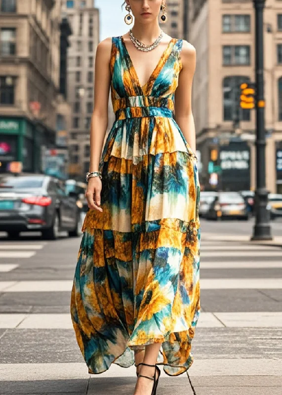 cocktail party dressModern Cinched Print Chiffon Cami Dress Summer