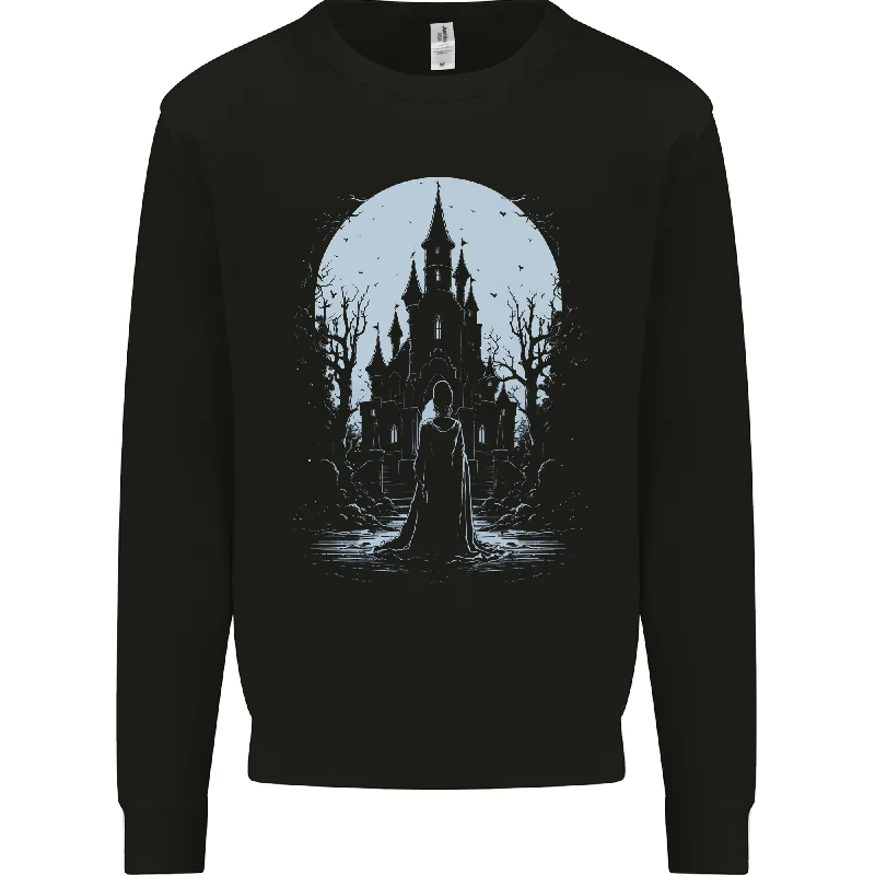 cozy workout hoodieA Fantasy Haunted House Halloween Spooky Mens Sweatshirt Jumper