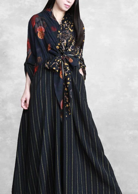 romantic dressLuxy Black Linen Dress Long Caftan Gown