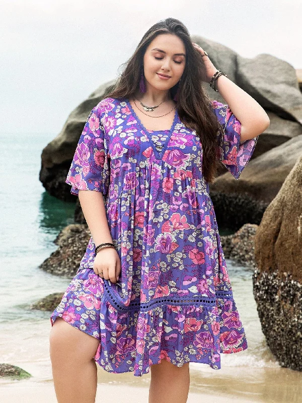 chic wrap dressPLUS SIZE Evie Mini Dress - Purple | LAST SIZES