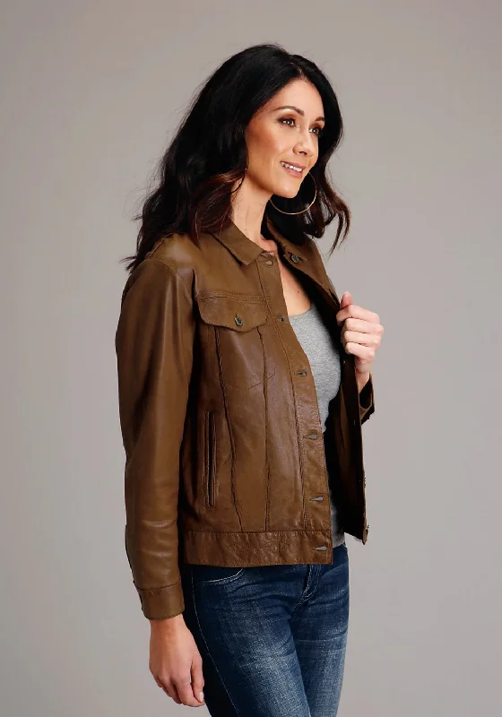 long-sleeve winter jacketStetson Womens Smooth Jean Brown Leather Leather Jacket