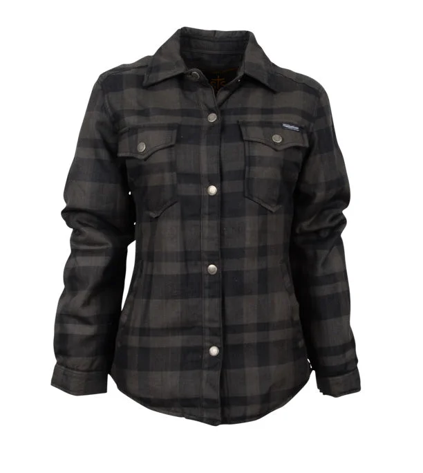 comfortable outerwearSTS Ranchwear Womens Trapper Shirt Gray/Navy Plaid 100% Polyester Cotton Jacket