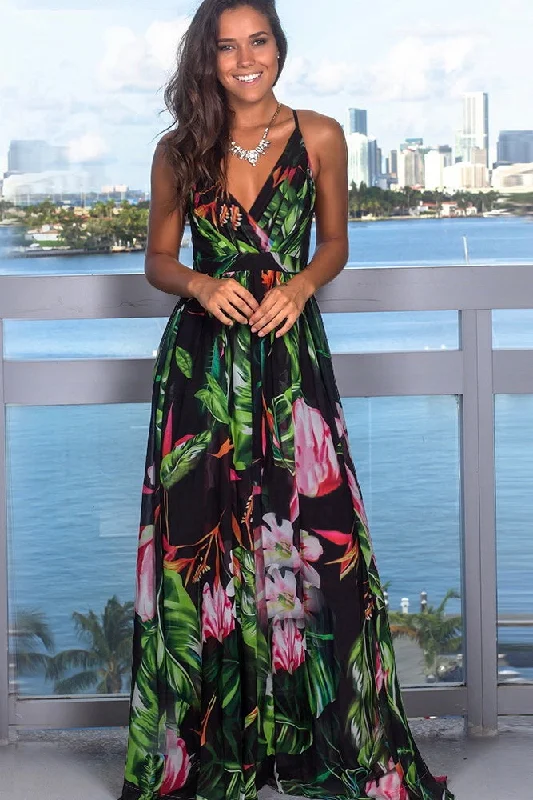 fitted dressTropical Print Maxi Dress