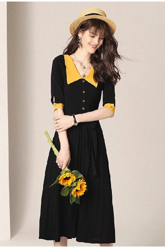 spaghetti strap dressYellow Collar Button Up Dress