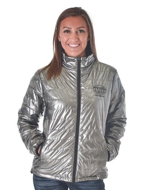 relaxed fit coatCowgirl Tuff Womens Horizontal Midweight Silver 100% Polyester Softshell Jacket