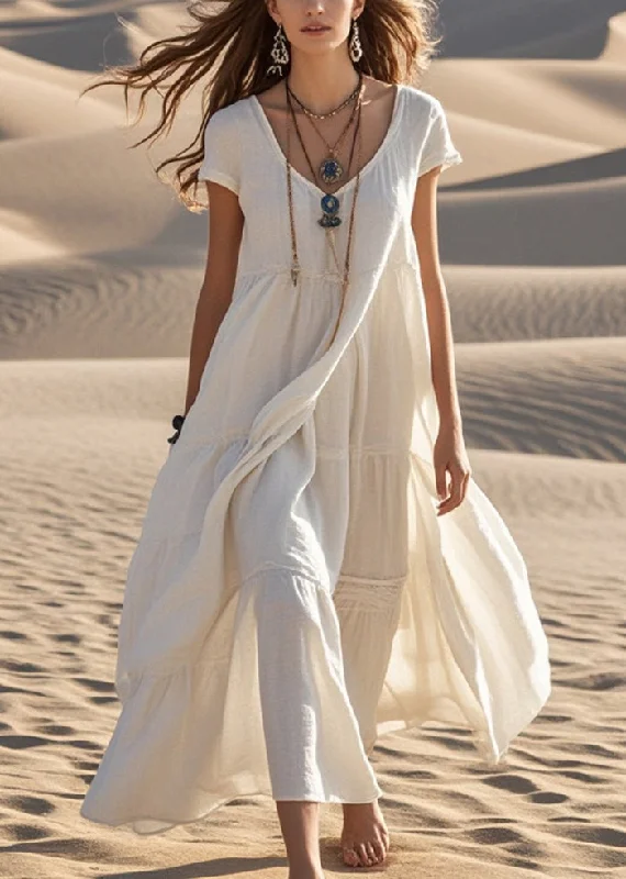 off-the-shoulder dressWhite Cotton Maxi Dresses Oversized Summer